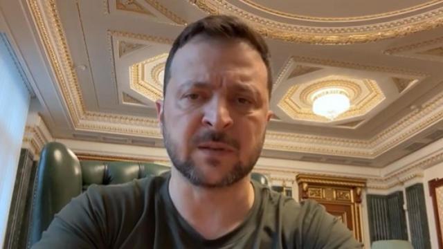 El presidente de Ucrania, Volodímir Zelenski, este martes en el discurso a la nación.