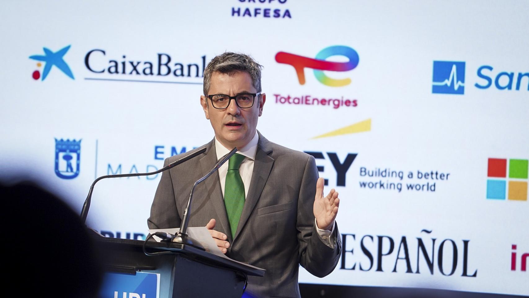 El ministro de la Presidencia, Justicia y Relaciones con las Cortes, Félix Bolaños, este jueves en 'Wake Up, Spain!'.