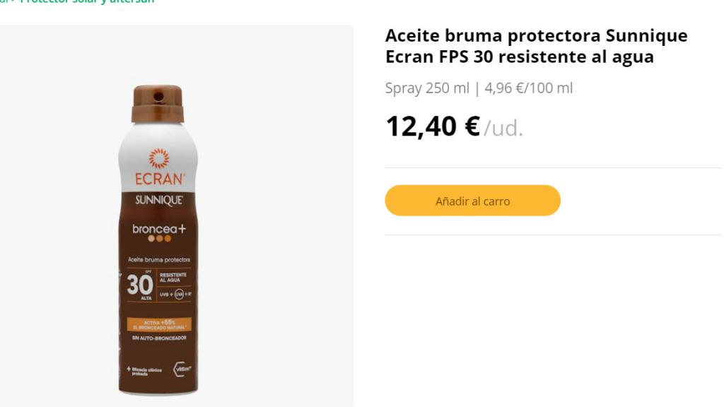 Aceite bruma protectora FPS 30 Ecran.