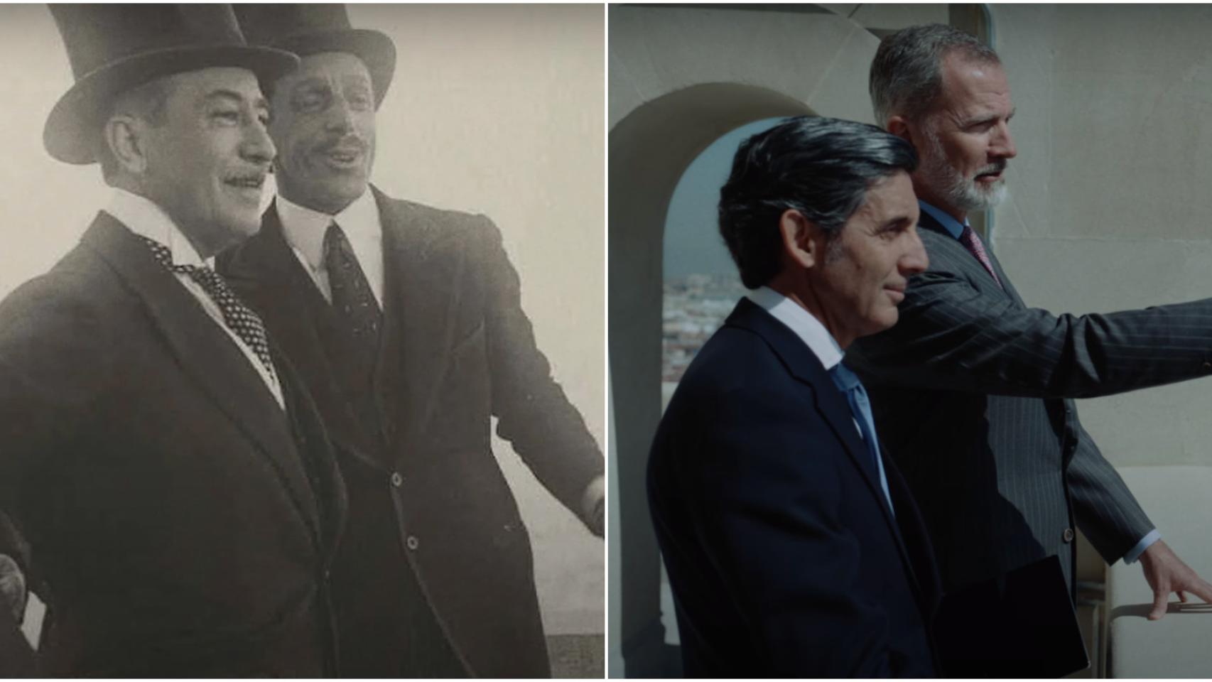 Alfonso XIII junto a Estanislao de Urquijo y Felipe VI y Álvarez-Pallete, en un fotomontaje.
