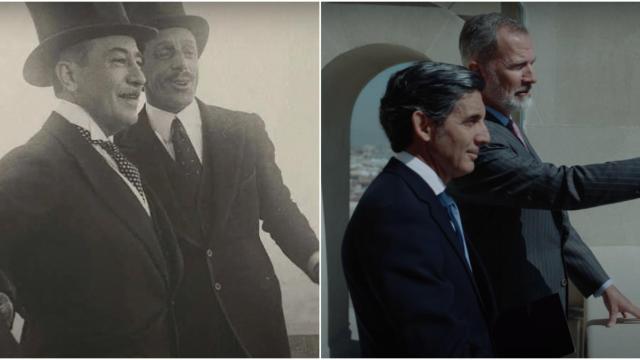 Alfonso XIII junto a Estanislao de Urquijo y Felipe VI y Álvarez-Pallete, en un fotomontaje.