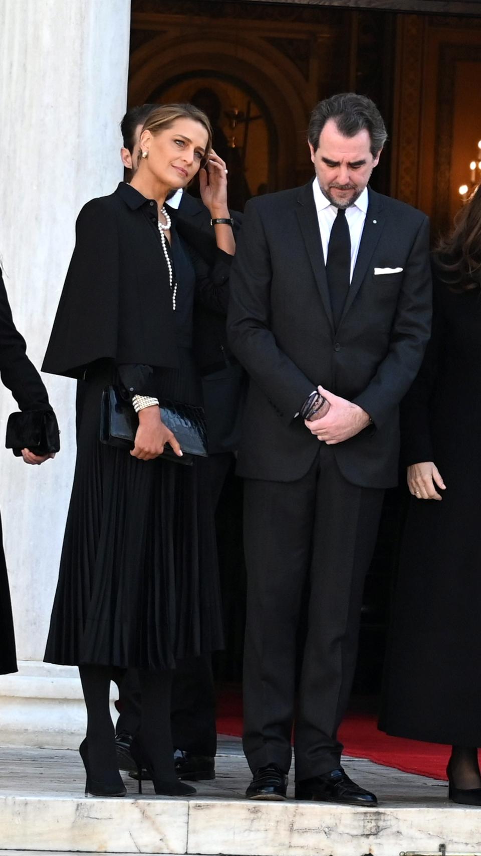 Nicolás de Grecia y Tatiana Blatnik en la misa funeral de Constantino de Grecia celebrada en Londres el pasado febrero.