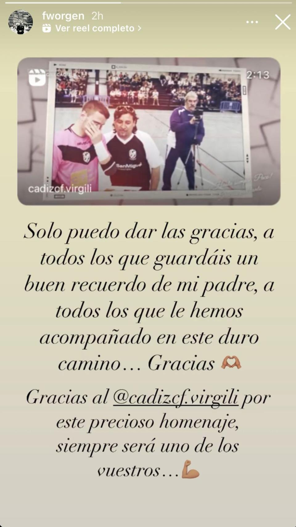Mensaje de Francisco Márquez para despedir a su padre.