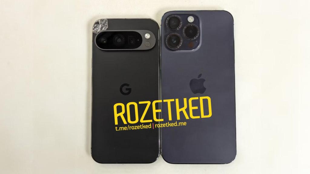 El Pixel 9 Pro (izq) junto a un iPhone 14 Pro Max