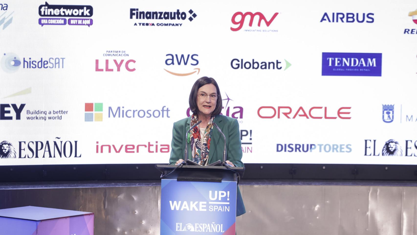 Cani Fernández, presidenta de la CNMC, durante su intervención en el IV Foro Económico Español Wake Up, Spain!