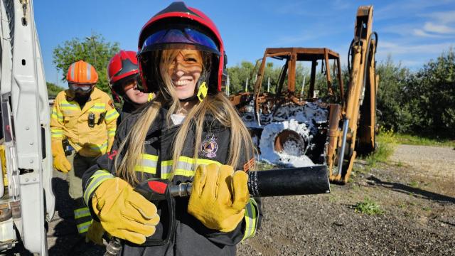 Raquel en la presentación de la nueva titulación del Campus del CEIF en Fuenlabrada.