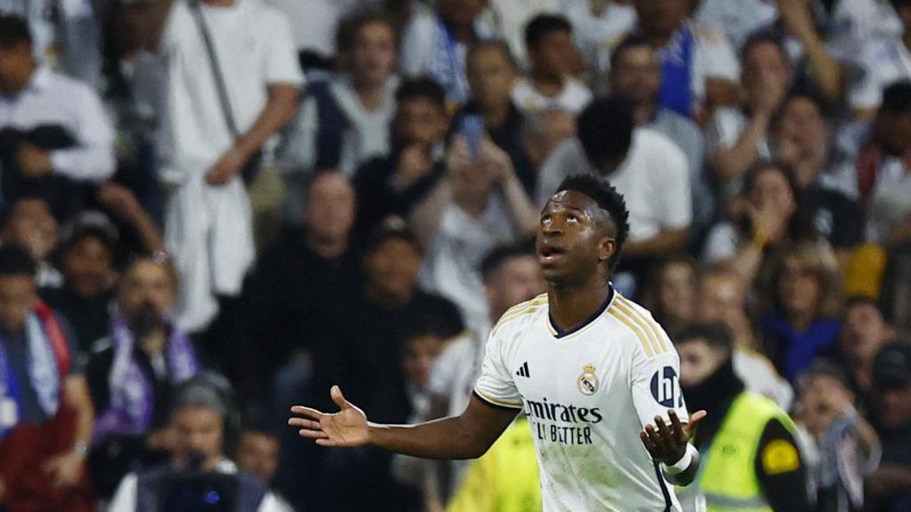 Vinicius celebra su gol ante el Barça.