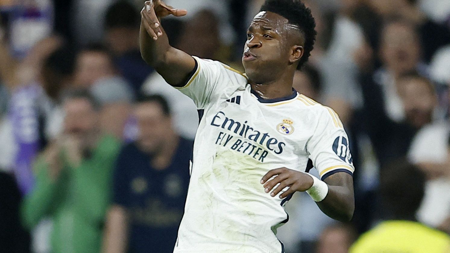 Vinicius celebra su gol frente al Barça.