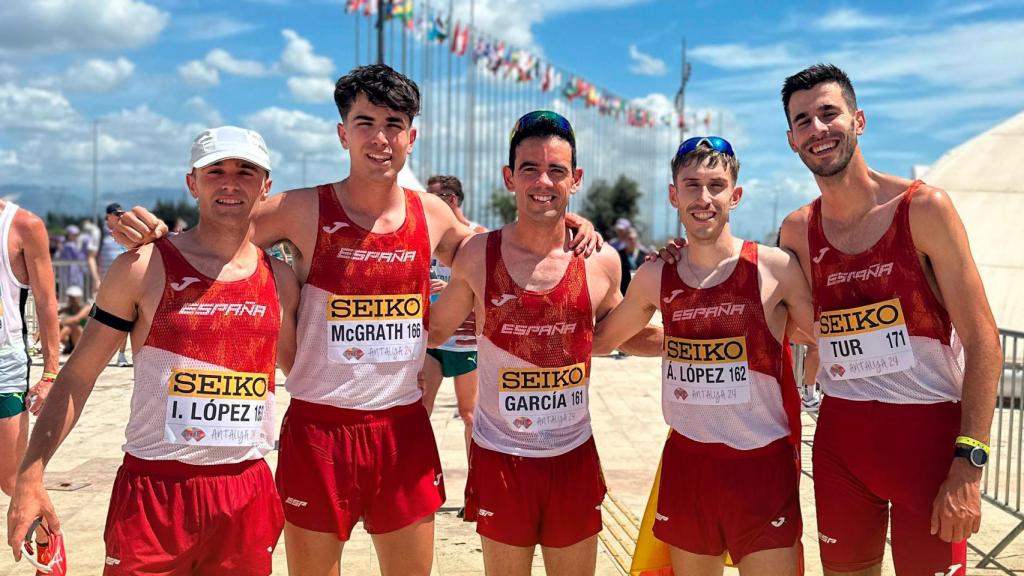 Integrantes del oro español en los 20 kms marcha.