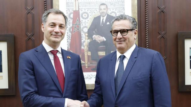 El primer ministro de Bélgica, Alexander De Croo, y el primer ministro de Marruecos, Aziz Akhannouch.