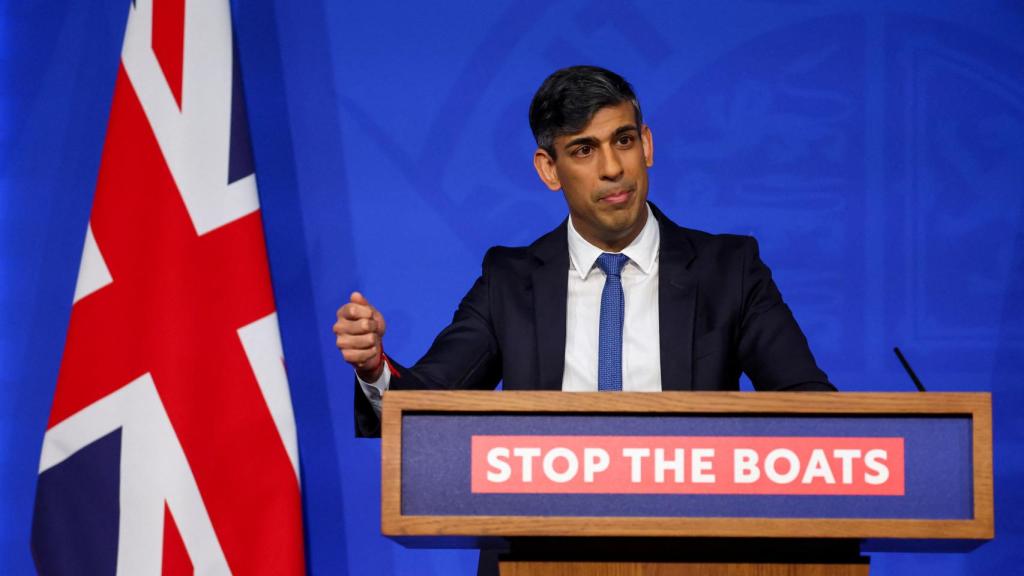 El primer ministro británico, Rishi Sunak, este lunes en Downing Street.