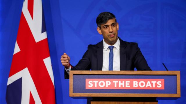 El primer ministro británico, Rishi Sunak, este lunes en Downing Street.