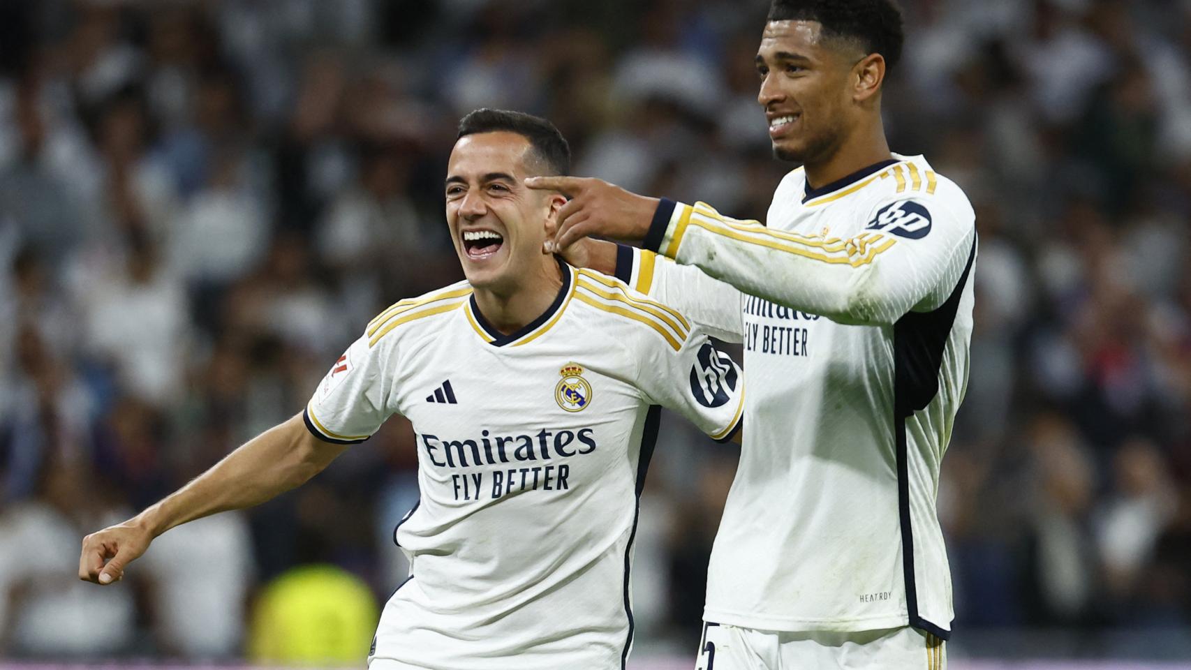 Lucas Vázquez y Jude Bellingham celebran un gol ante el Barça.