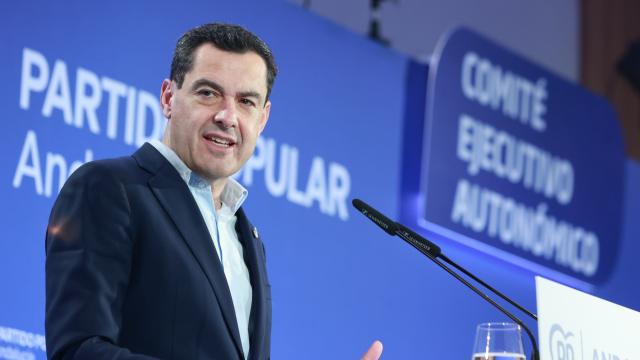 El presidente del Partido Popular de Andalucía, Juanma Moreno, durante su intervención en el Comité Ejecutivo Autonómico.