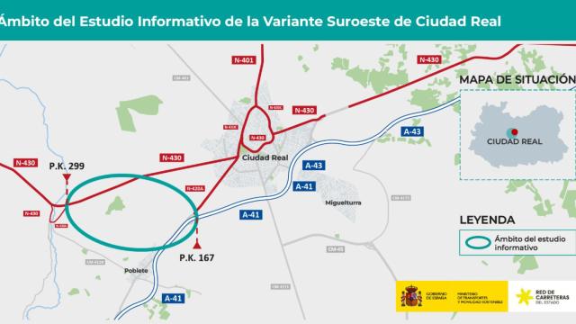 El Ministerio pone en marcha el proyecto para construir la Variante Suroeste de Ciudad Real