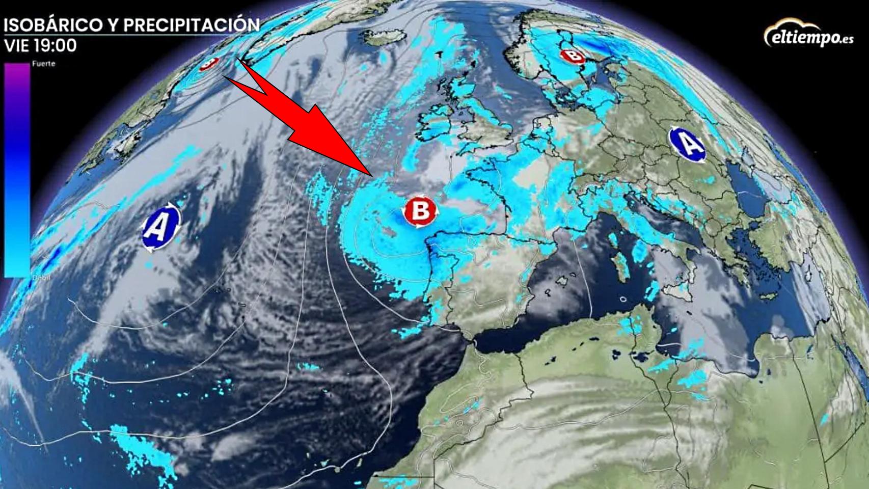 La borrasca que afectará a España en la última semana de abril. ElTiempo.es.