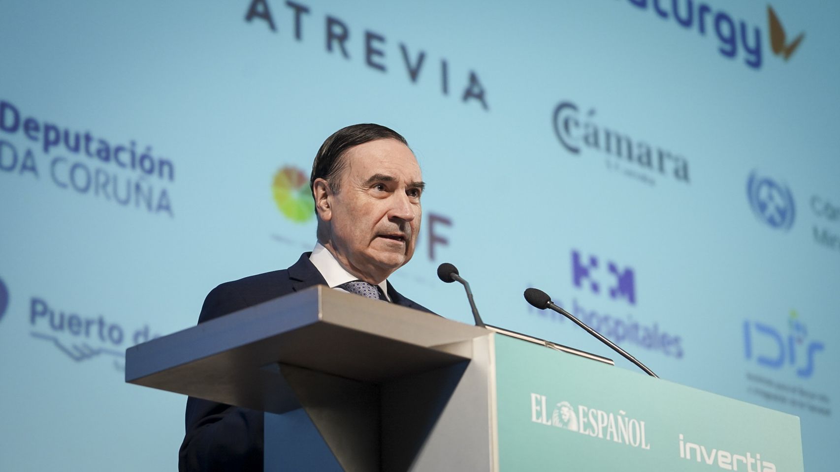 Pedro J. Ramírez, presidente ejecutivo y director de EL ESPAÑOL, durante su intervención en la inauguración del III Foro Económico Español en Galicia 'La Galicia que viene'.
