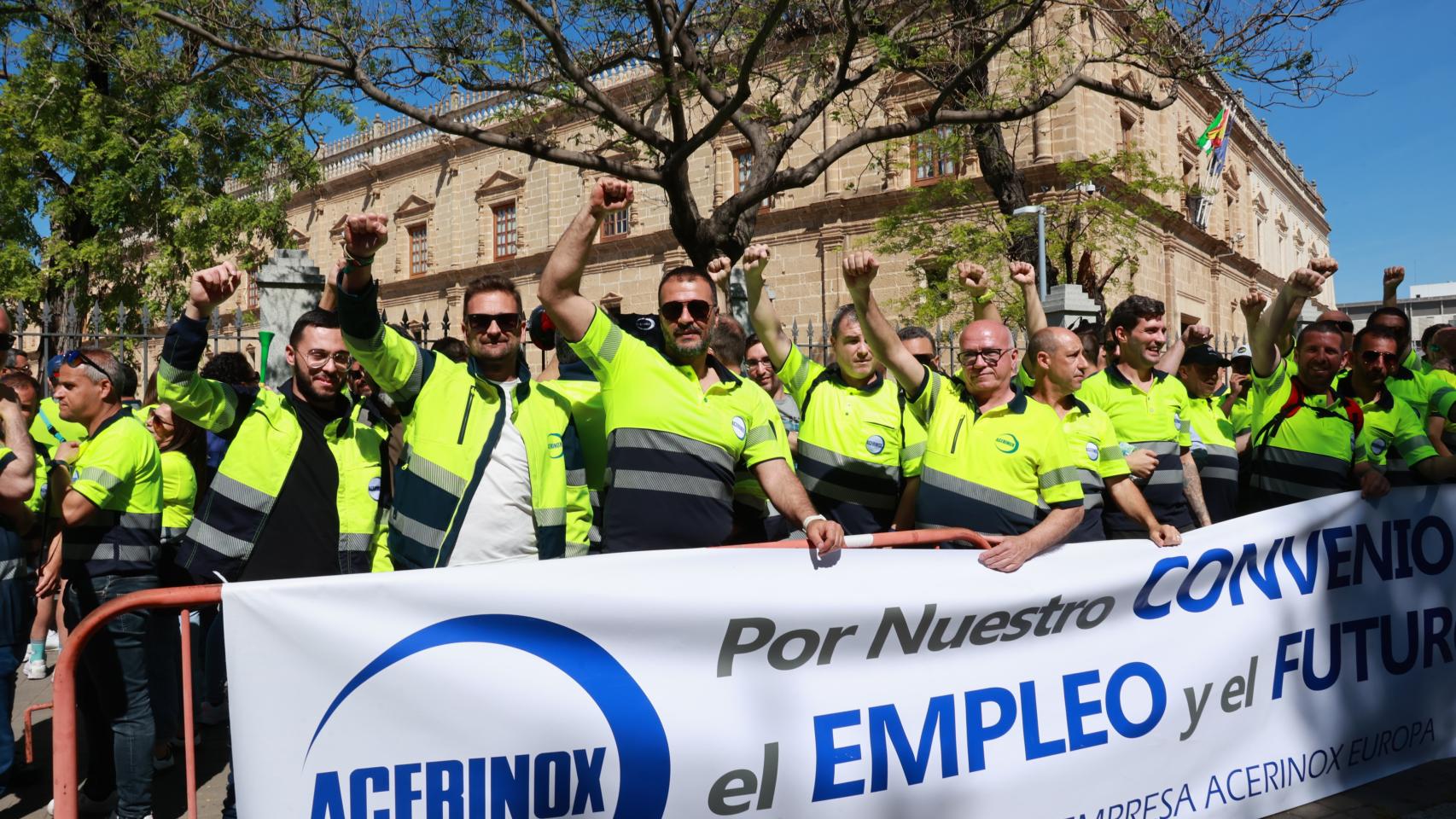 Concentración de trabajadores de Acerinox.
