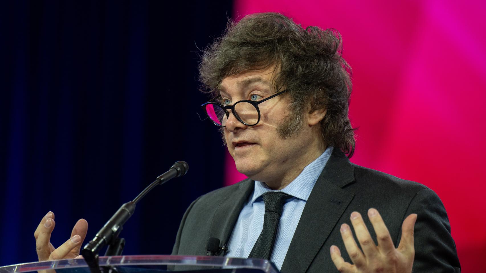 El presidente de Argentina, Javier Milei, durante un discurso en febrero de 2024.