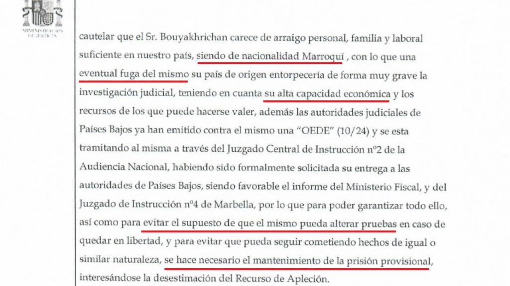 Informe de la Fiscalía en el que advierte que el detenido podría huir de España.