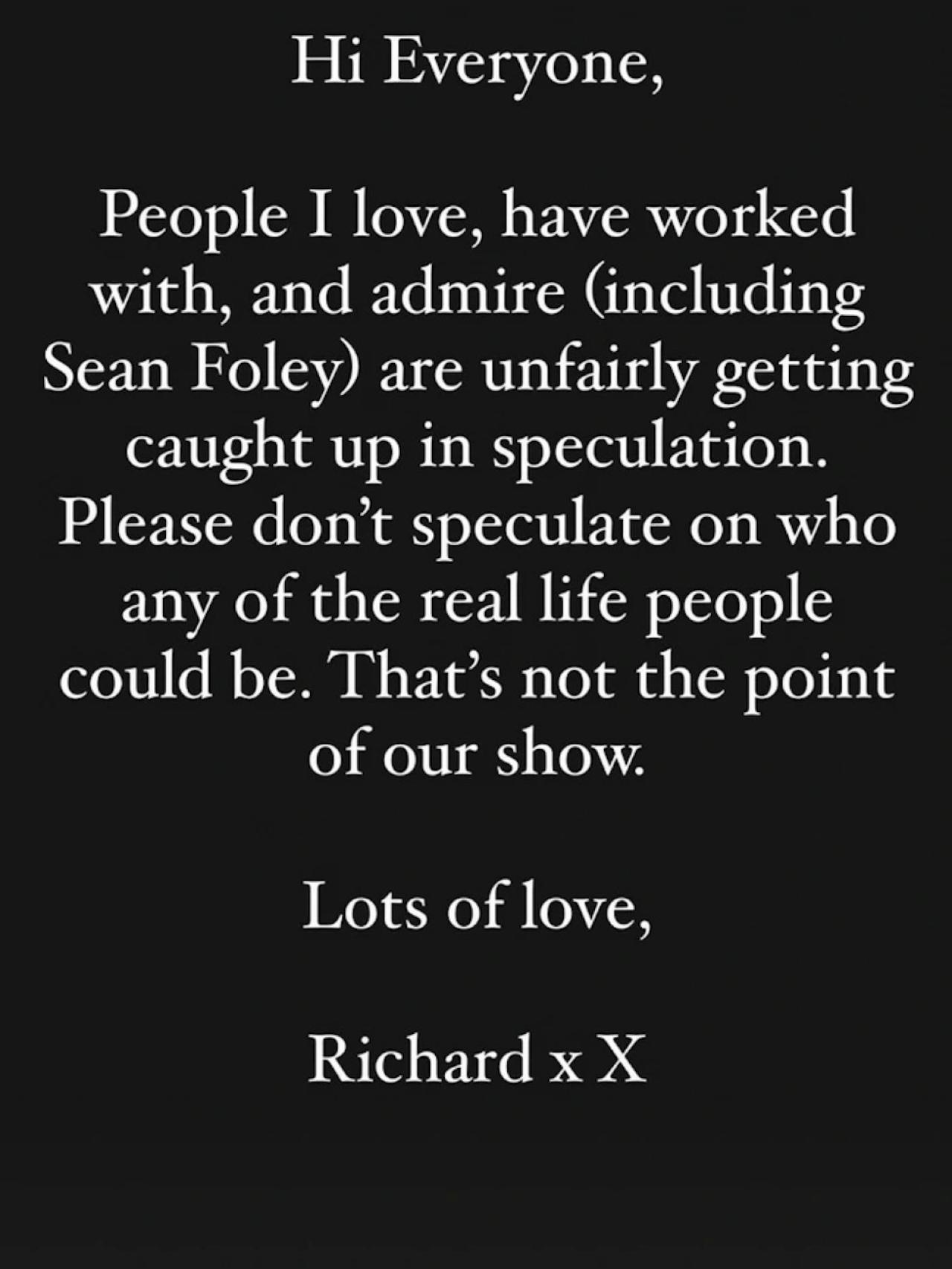 La publicación de Richard Gadd ante la controversia generada por su serie.