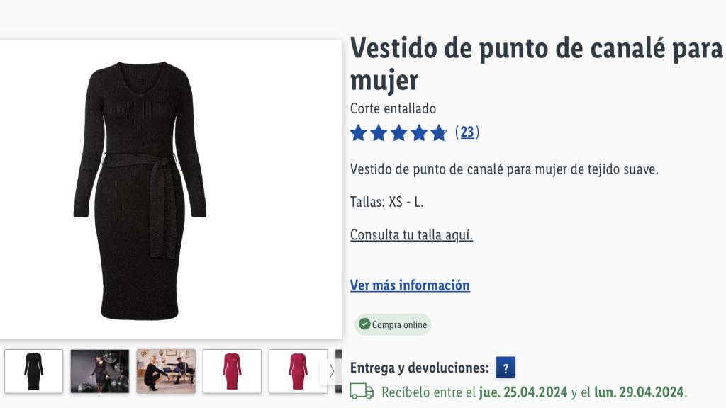 Vestido de punto de canalé.
