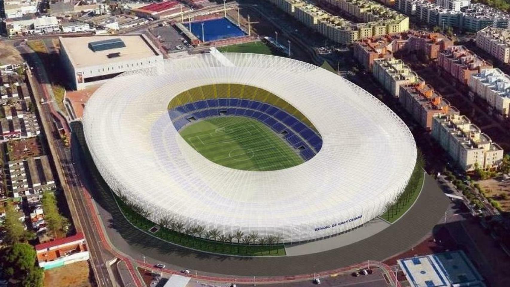 Render del Estadio de Gran Canaria tras las obras que se llevarán a cabo.