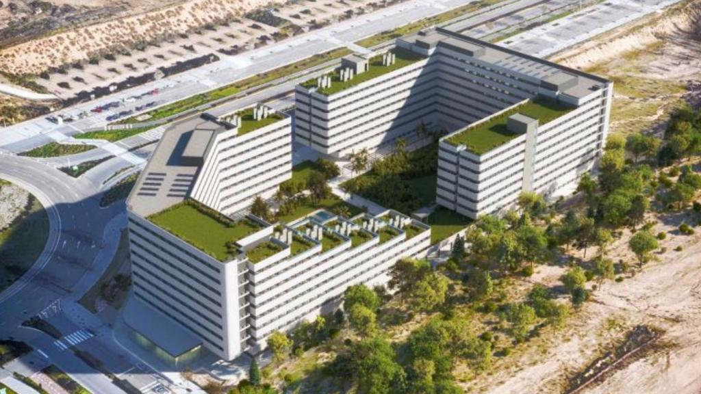 Plano propuesto por Global Filema S. L para la parcela de Valdebebas junto al circuito de la F1.