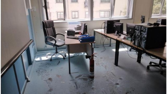 El aula en el que se produjo la avería, en el IES de Arzúa.