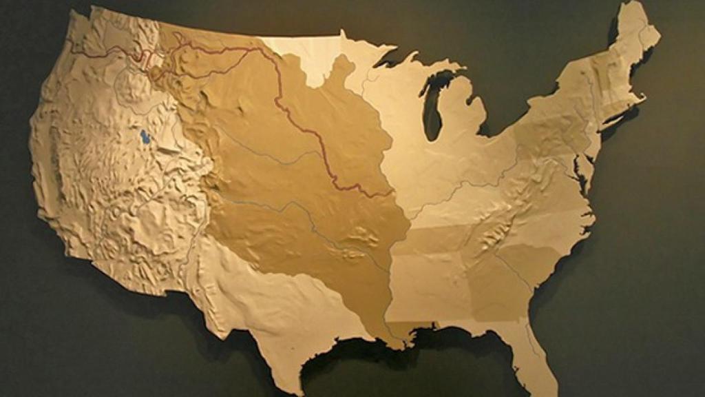 Mapa de la Luisiana Española, en pardo oscuro.