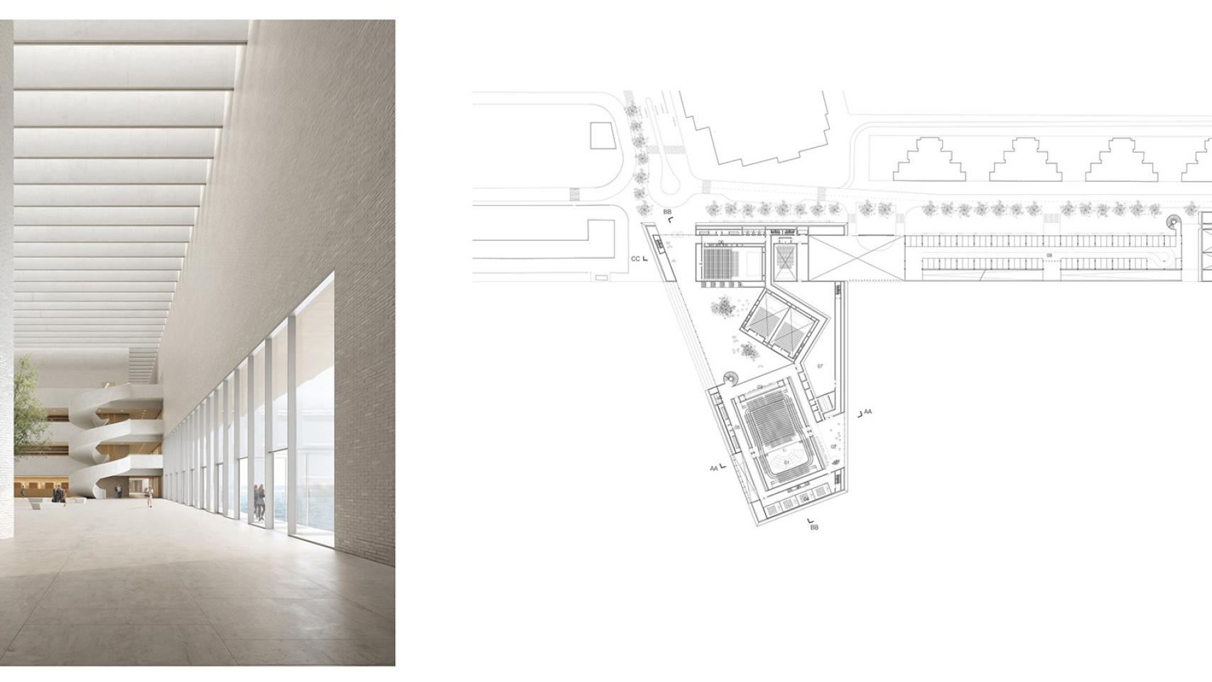 Diseño del futuro Centro de Congresos de Alicante, con capacidad para 2.800 personas.