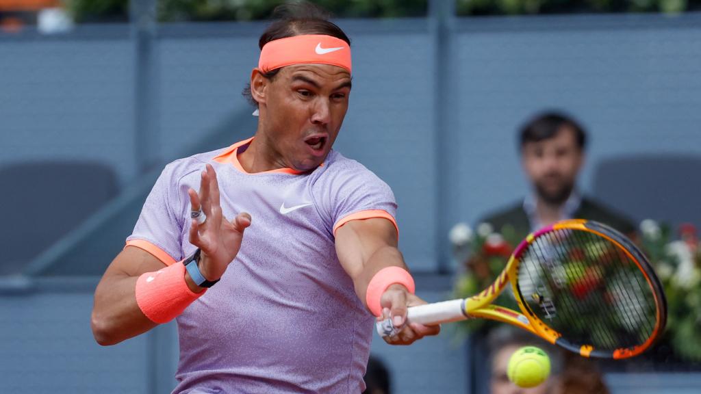 Rafa Nadal, durante su debut en el Mutua Madrid Open frente a Darwin Blanch.