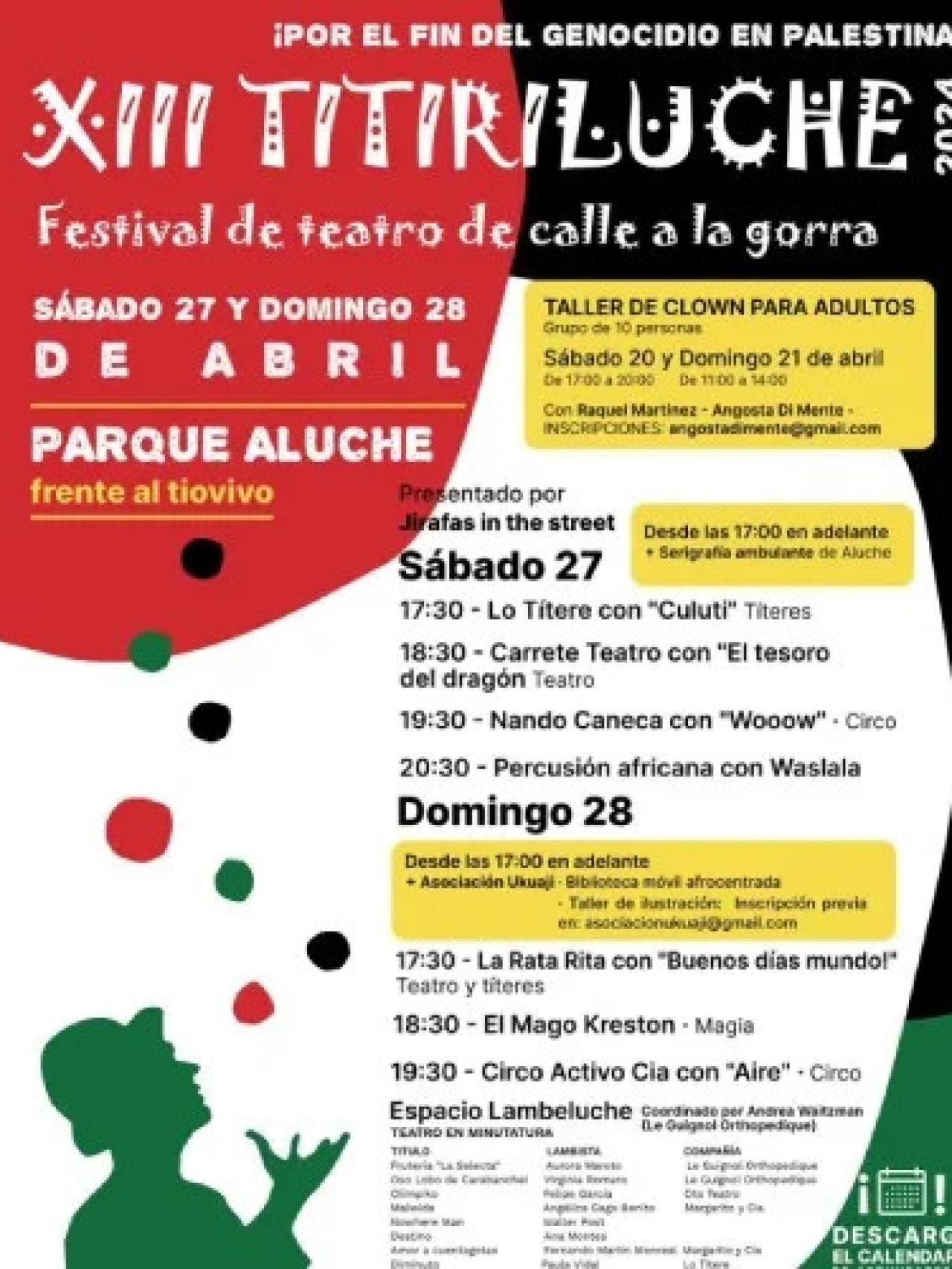 Programa de actividades de la XIII edición de Titiriluche 2024.