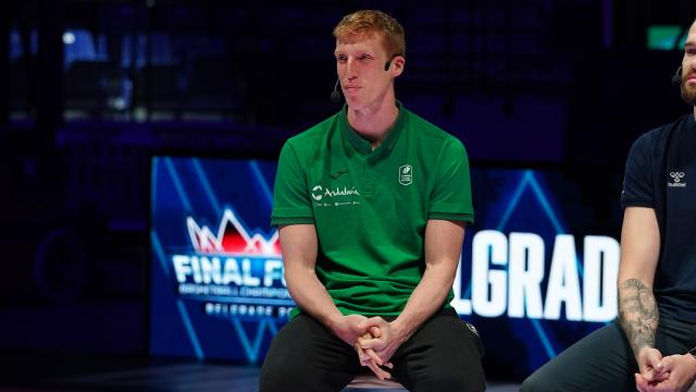 Alberto Díaz, capitán del Unicaja de Málaga, durante la rueda de prensa de la BCL