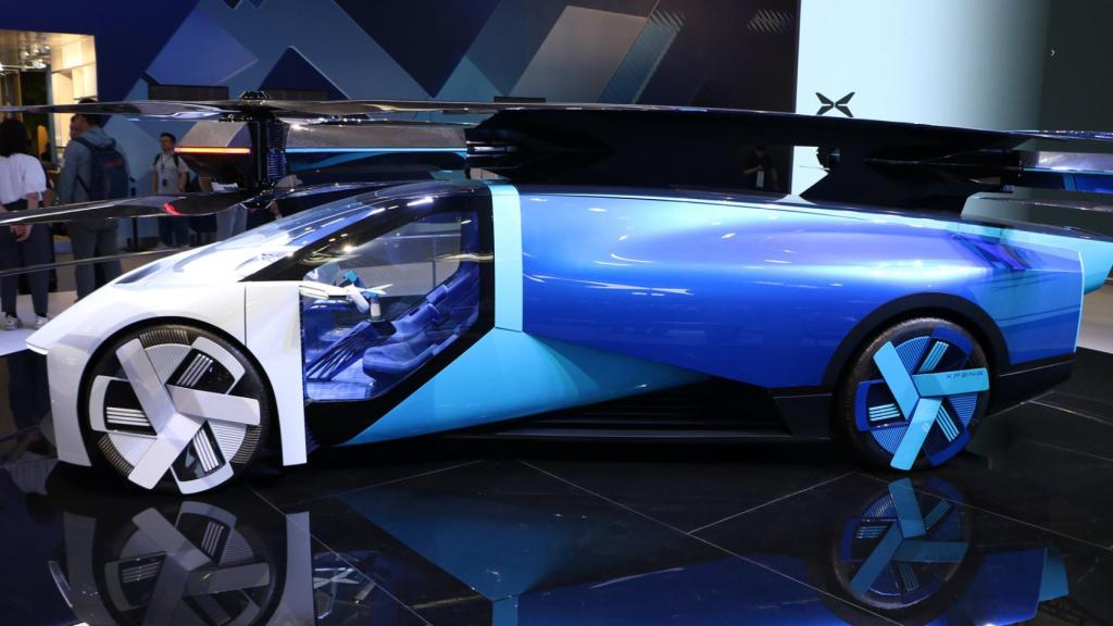 El coche volador de XPeng mostrado en el Salón de Pekín.