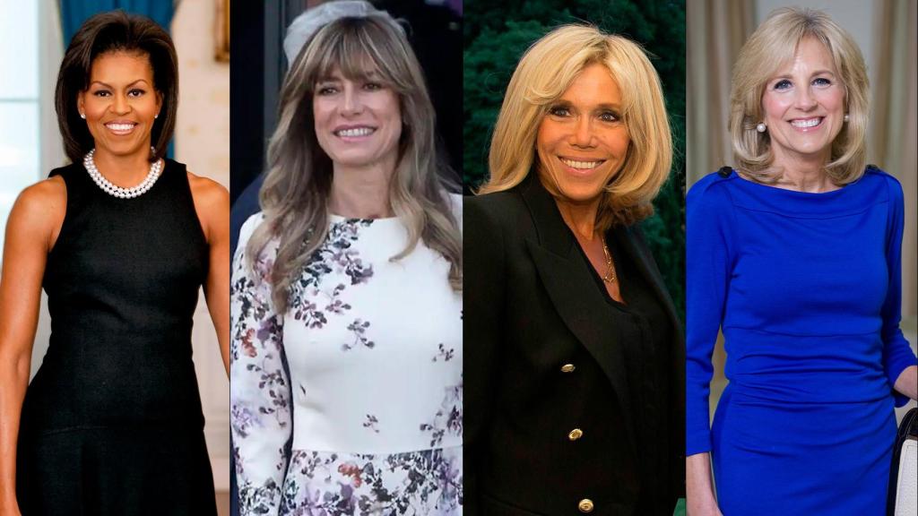 Fotomontaje de Michelle Obama, Begoña Gómez, Brigitte Macron y Jill Biden.