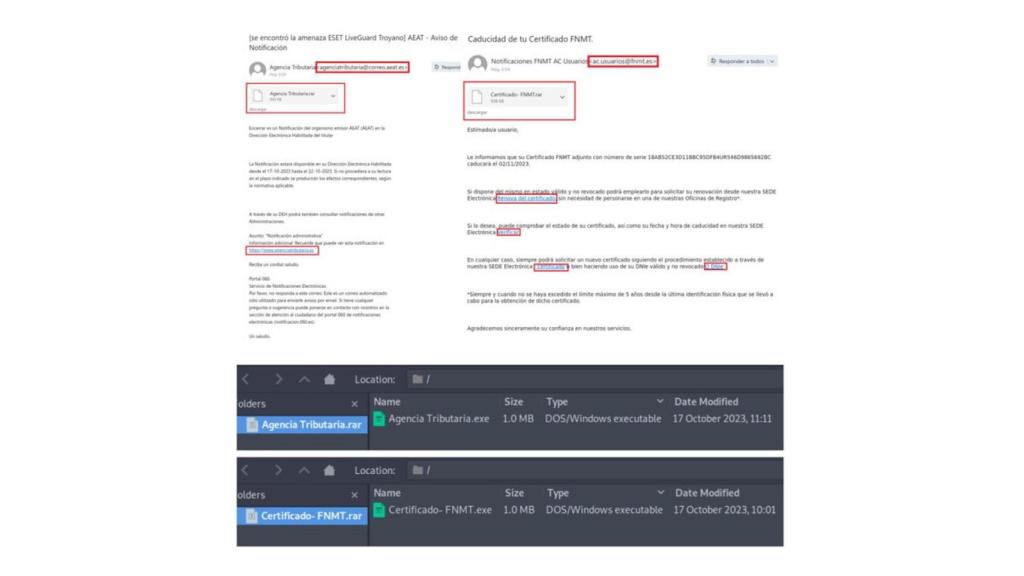 Ejemplo de correo con documentos infectados