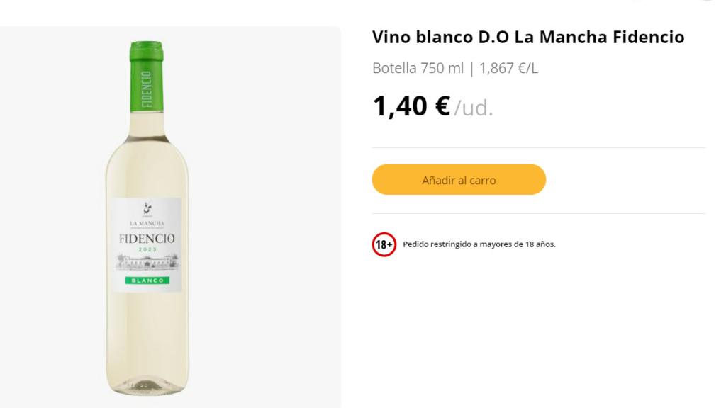 Vino blanco D.O La Mancha Fidencio.
