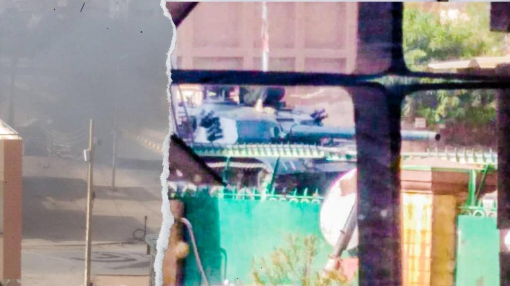 Fotos del inicio de la guerra tomadas desde la ventana de la sede universitaria el 15 de abril del 2023.