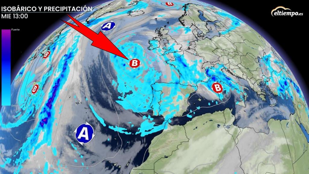 La borrasca que afectará a España estos días.