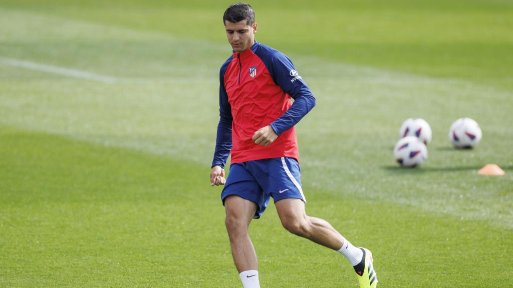 Morata en el entrenamiento previo al partido del sábado frente al Athletic