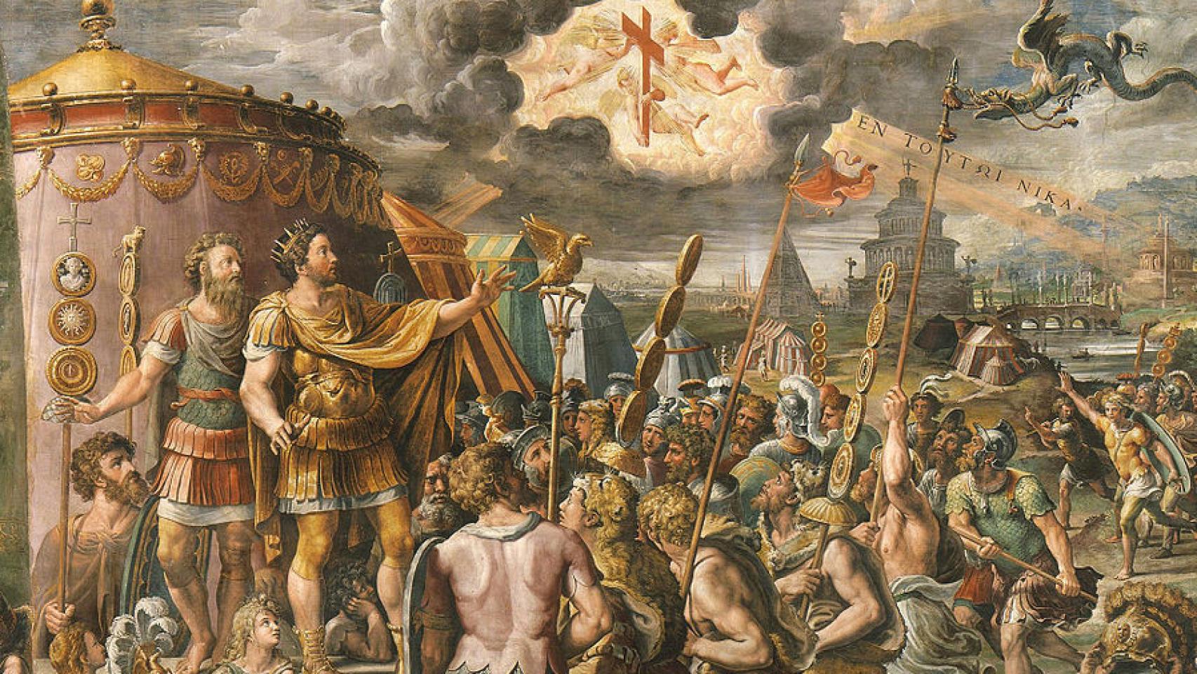 El fresco 'La visión de la Cruz', representación de la Escuela de Rafael de la visión de Constantino.