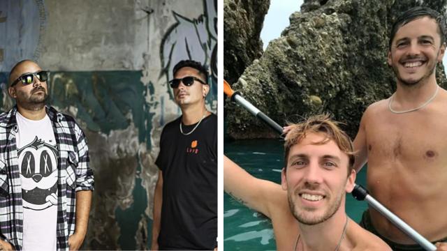 El grupo, a la izquierda. Los chicos desaparecidos, a la derecha.