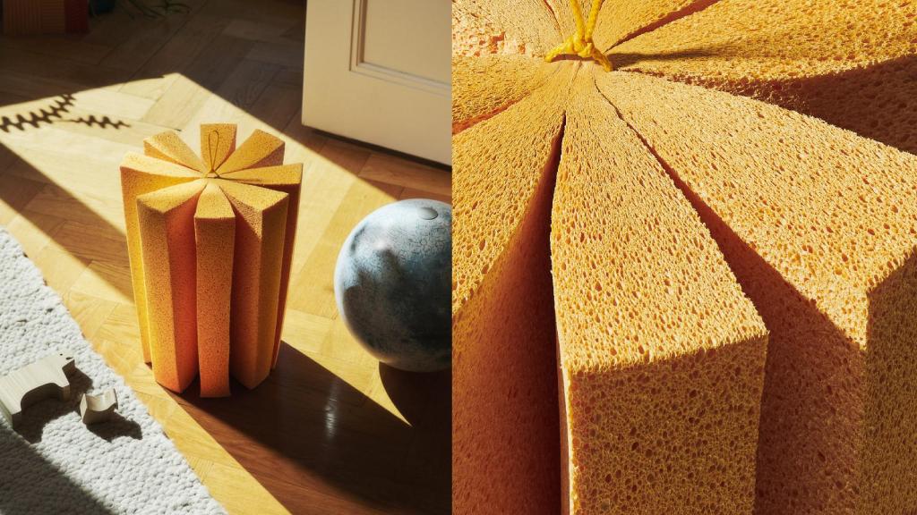Prototipo de taburete fabricado con esponja de celulosa, ideado por Anthony Guex