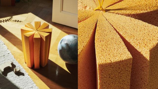 Prototipo de taburete fabricado con esponja de celulosa, ideado por Anthony Guex