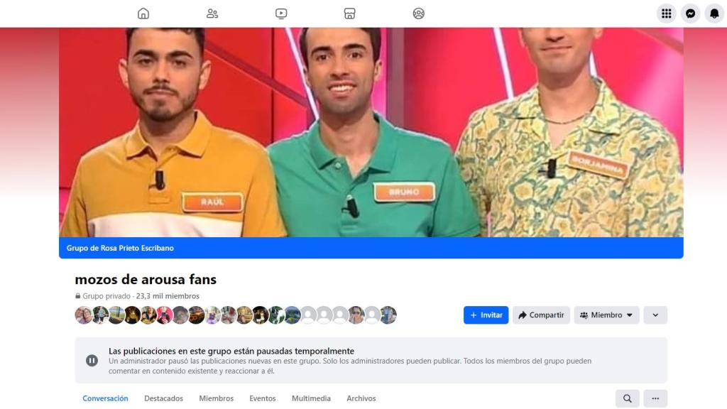 Página del club de fans creado por Rosa Prieto.
