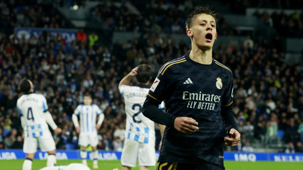 Güler celebra el gol ante la Real Sociedad.