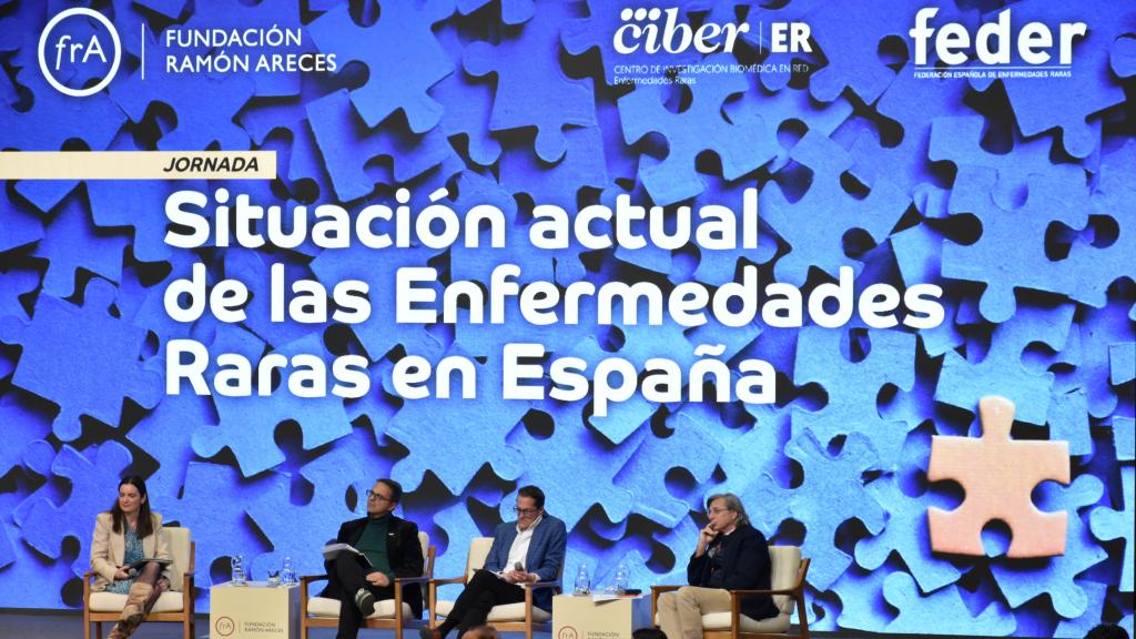 Los investigadores Isabel Motero, Juan Carrión, Daniel de Vicente y Pablo Lapunzina en la jornada 'Situación actual de las enfermedades raras' en la Fundación Ramón Areces.