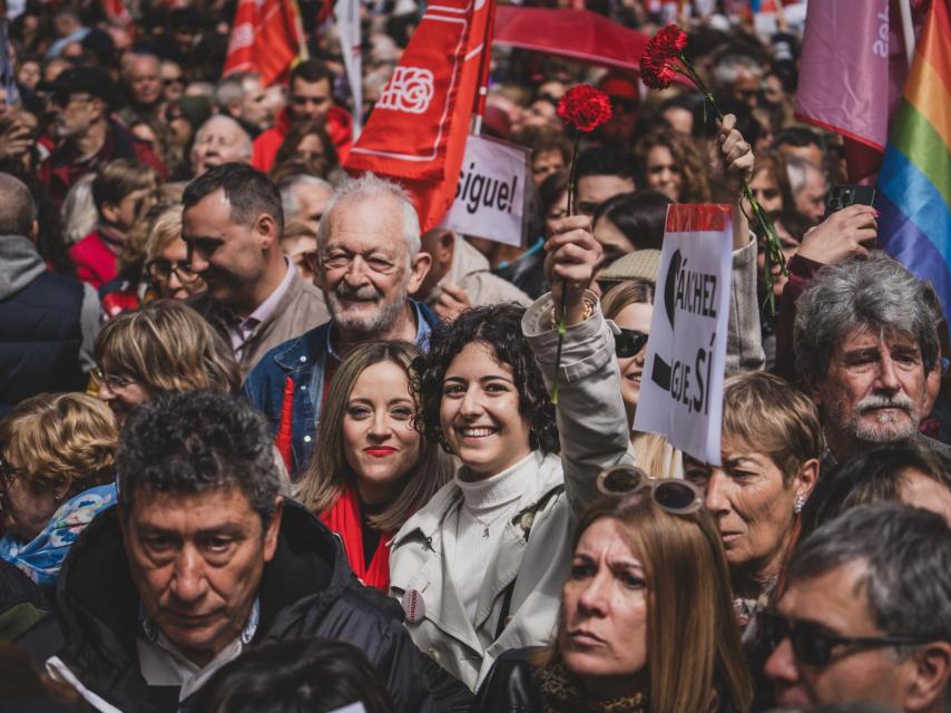 Amigas en la manifestación.