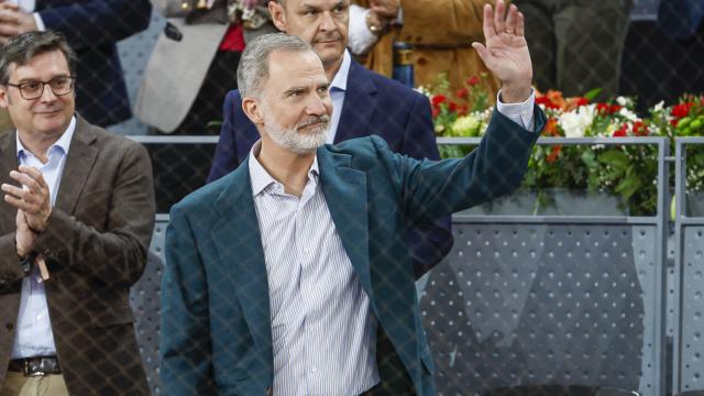 Felipe VI disfruta del partido de Rafa Nadal en el Mutua Madrid Open.